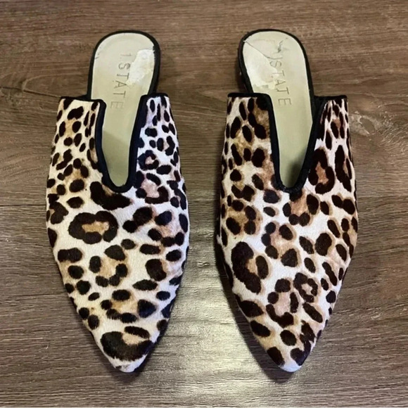 1. State fur animal print slides mules trend coastal western - Picture 1 of 10